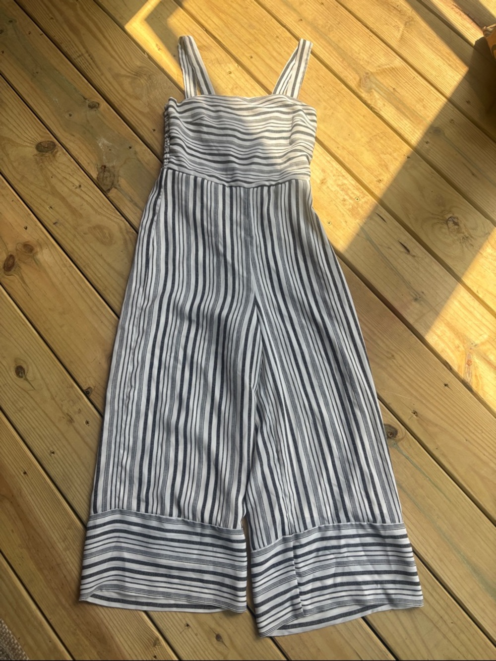 Japna White and Navy Striped Wide-Leg Jumpsuit S